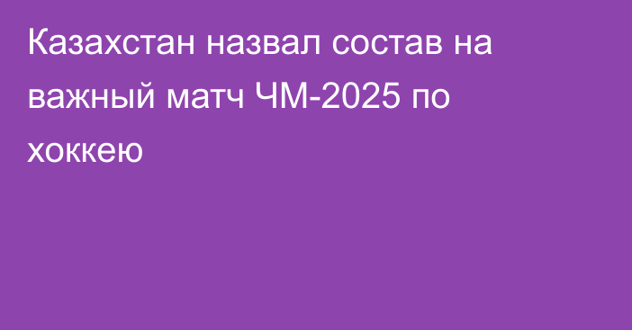 Казахстан назвал состав на важный матч ЧМ-2025 по хоккею