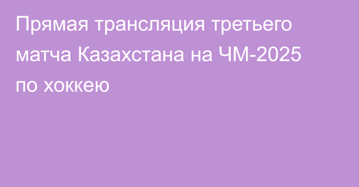 Прямая трансляция третьего матча Казахстана на ЧМ-2025 по хоккею