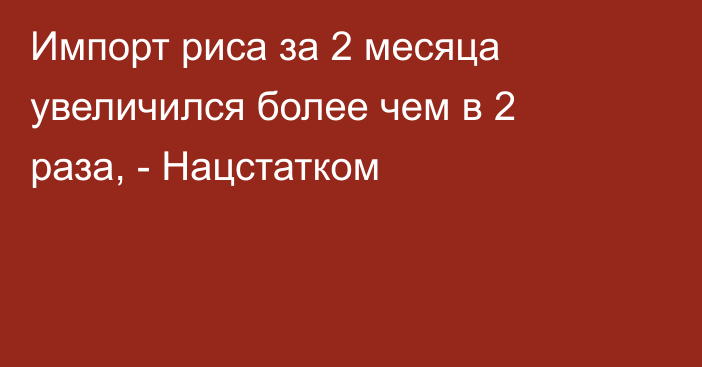 Импорт риса за 2 месяца увеличился более чем в 2 раза, - Нацстатком