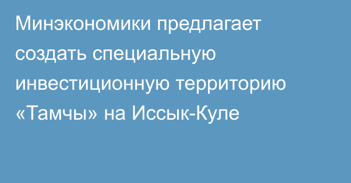 Минэкономики предлагает создать специальную инвестиционную территорию  «Тамчы» на Иссык-Куле