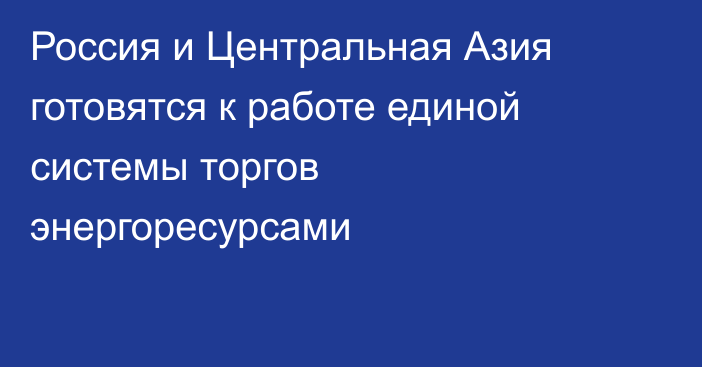 Россия и Центральная Азия готовятся к работе единой системы торгов энергоресурсами
