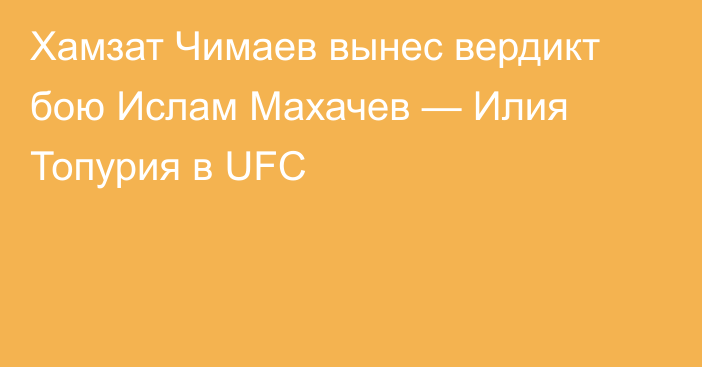 Хамзат Чимаев вынес вердикт бою Ислам Махачев — Илия Топурия в UFC