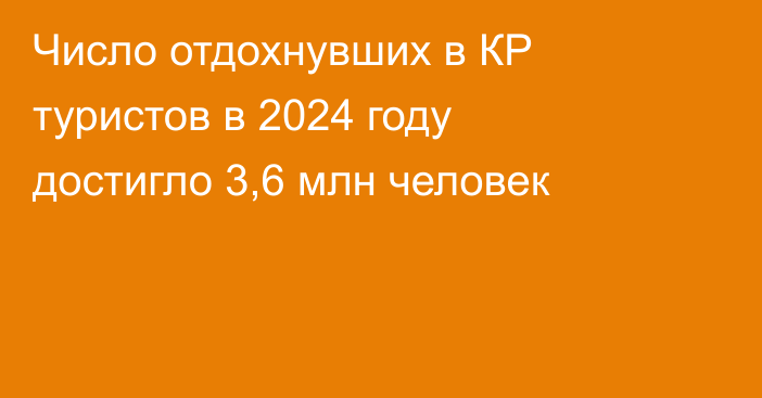 Число отдохнувших в КР туристов в 2024 году достигло 3,6 млн человек
