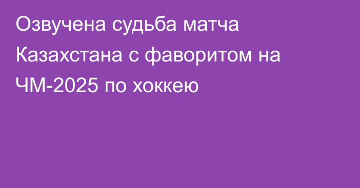 Озвучена судьба матча Казахстана с фаворитом на ЧМ-2025 по хоккею