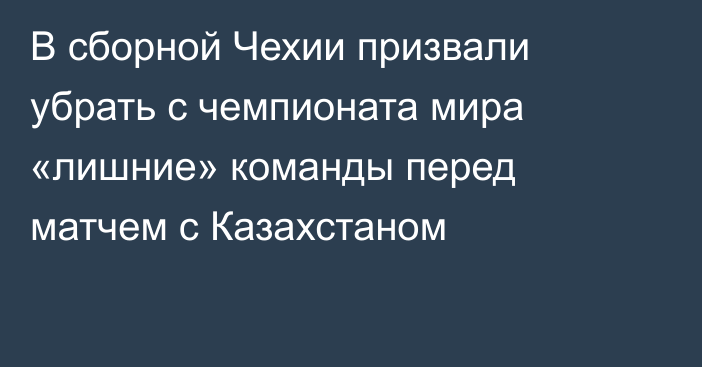 В сборной Чехии призвали убрать с чемпионата мира «лишние» команды перед матчем с Казахстаном