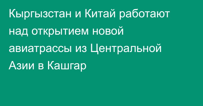Кыргызстан и Китай работают над открытием новой авиатрассы из Центральной Азии в Кашгар