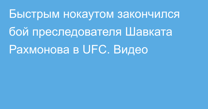 Быстрым нокаутом закончился бой преследователя Шавката Рахмонова в UFC. Видео