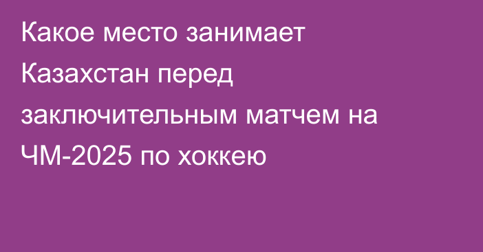 Какое место занимает Казахстан перед заключительным матчем на ЧМ-2025 по хоккею
