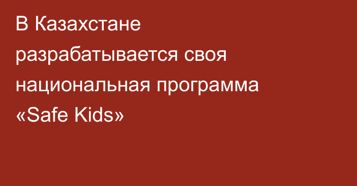 В Казахстане разрабатывается своя национальная программа «Safe Kids»