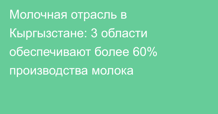 Молочная отрасль в Кыргызстане: 3 области обеспечивают более 60% производства молока