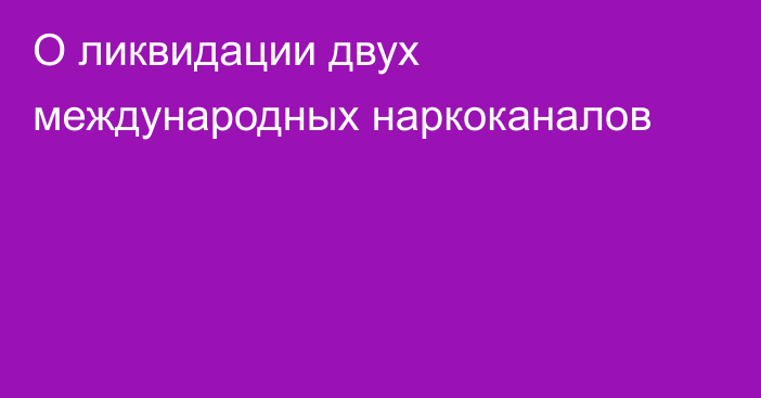 О ликвидации двух международных наркоканалов