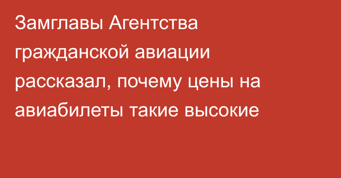 Замглавы Агентства гражданской авиации рассказал, почему цены на авиабилеты такие высокие