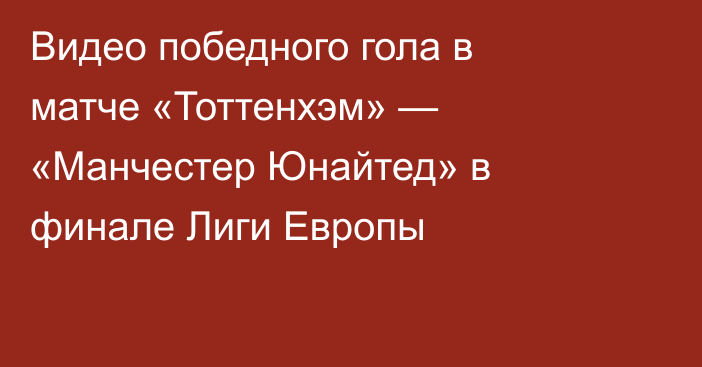 Видео победного гола в матче «Тоттенхэм» — «Манчестер Юнайтед» в финале Лиги Европы