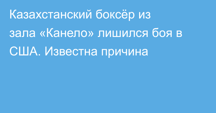 Казахстанский боксёр из зала «Канело» лишился боя в США. Известна причина