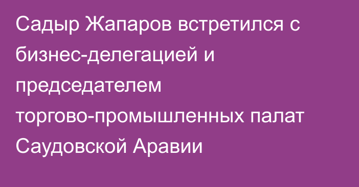 Садыр Жапаров встретился с бизнес-делегацией и председателем торгово-промышленных палат Саудовской Аравии