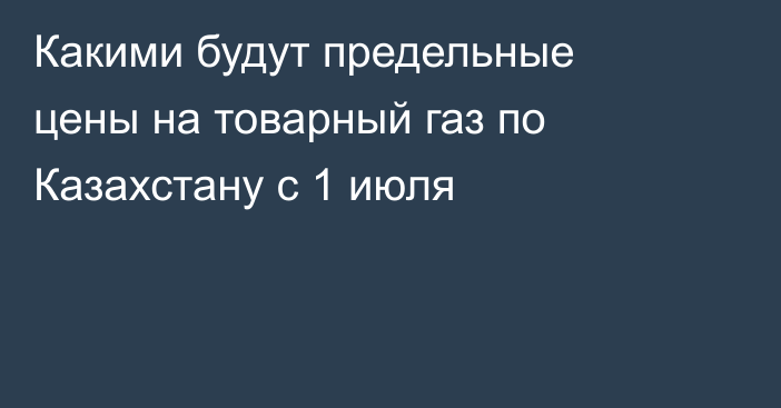Какими будут предельные цены на товарный газ по Казахстану с 1 июля