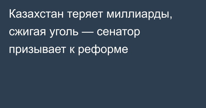 Казахстан теряет миллиарды, сжигая уголь — сенатор призывает к реформе