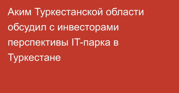 Аким Туркестанской области обсудил с инвесторами перспективы IT-парка в Туркестане