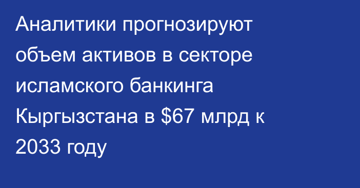 Аналитики прогнозируют объем активов в секторе исламского банкинга Кыргызстана в $67 млрд к 2033 году