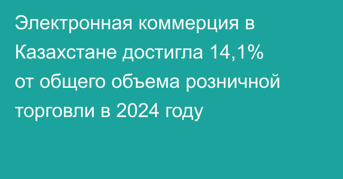 Электронная коммерция в Казахстане достигла 14,1% от общего объема розничной торговли в 2024 году