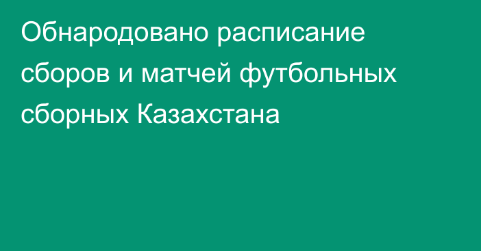 Обнародовано расписание сборов и матчей футбольных сборных Казахстана