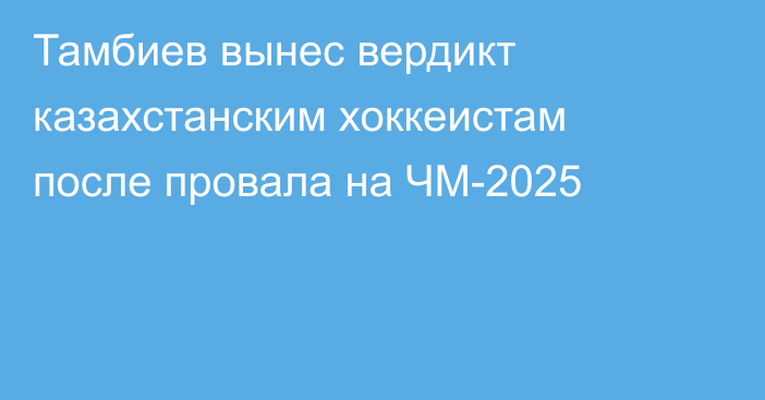 Тамбиев вынес вердикт казахстанским хоккеистам после провала на ЧМ-2025