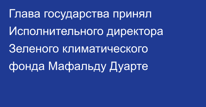 Глава государства принял Исполнительного директора Зеленого климатического фонда Мафальду Дуарте