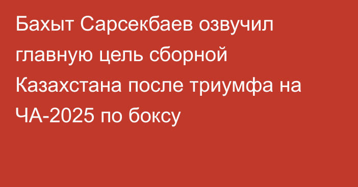 Бахыт Сарсекбаев озвучил главную цель сборной Казахстана после триумфа на ЧА-2025 по боксу