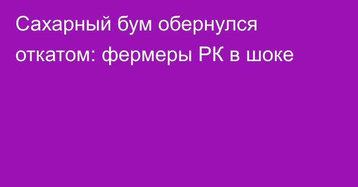 Сахарный бум обернулся откатом: фермеры РК в шоке
