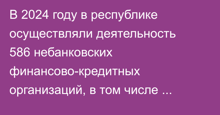 В 2024 году в республике осуществляли деятельность 586 небанковских финансово-кредитных организаций, в том числе 355 ломбардов и 140 микрокредитных организаций