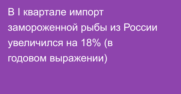 В I квартале импорт замороженной рыбы из России увеличился на 18% (в годовом выражении) 