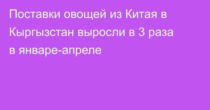 Поставки овощей из Китая в Кыргызстан выросли в 3 раза в январе-апреле