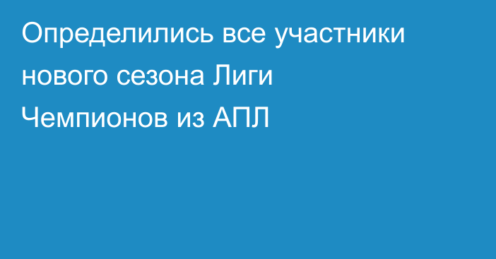 Определились все участники нового сезона Лиги Чемпионов из АПЛ