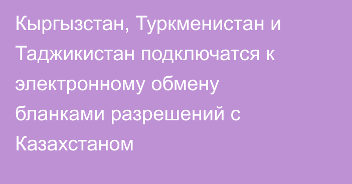 Кыргызстан, Туркменистан и Таджикистан подключатся к электронному обмену бланками разрешений с Казахстаном