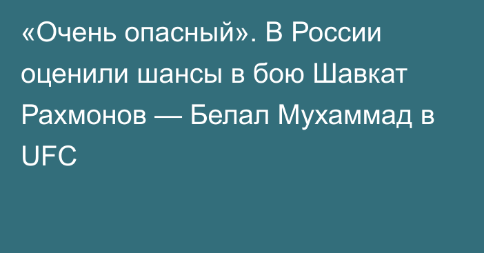«Очень опасный». В России оценили шансы в бою Шавкат Рахмонов — Белал Мухаммад в UFC