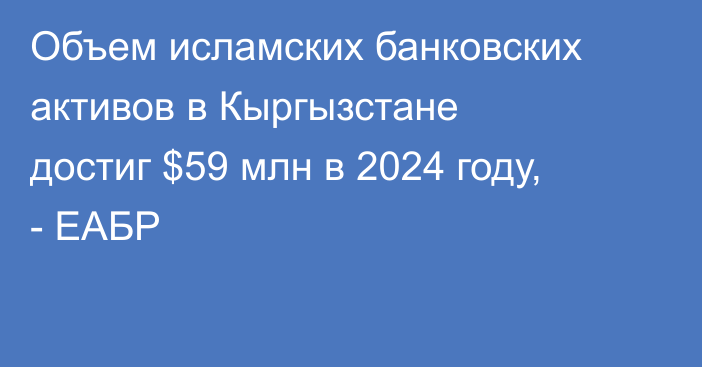 Объем исламских банковских активов в Кыргызстане достиг $59 млн в 2024 году, - ЕАБР
