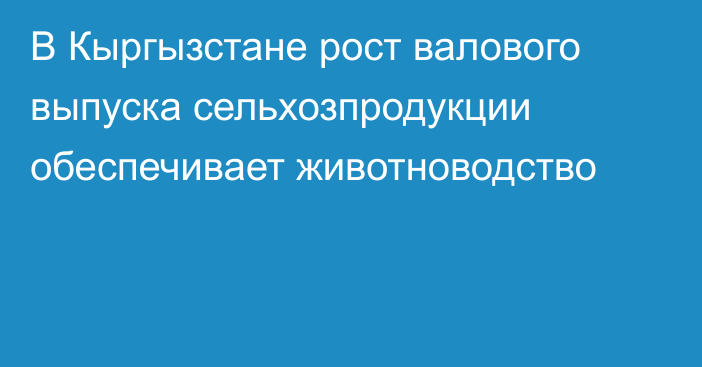В Кыргызстане рост валового выпуска сельхозпродукции обеспечивает животноводство
