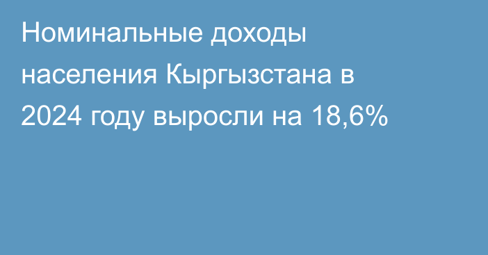 Номинальные доходы населения Кыргызстана в 2024 году выросли на 18,6%
