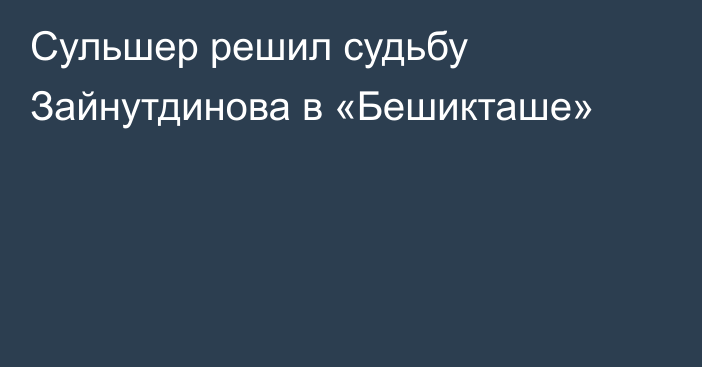 Сульшер решил судьбу Зайнутдинова в «Бешикташе»