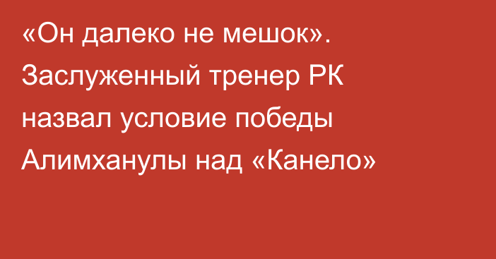 «Он далеко не мешок». Заслуженный тренер РК назвал условие победы Алимханулы над «Канело»