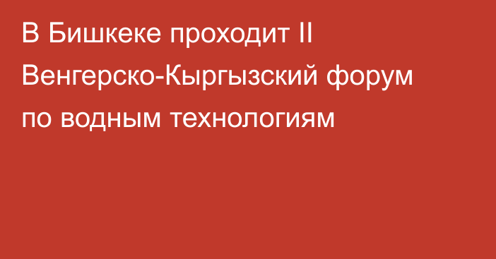 В Бишкеке проходит II Венгерско-Кыргызский форум по водным технологиям