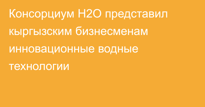 Консорциум H2O представил кыргызским бизнесменам инновационные водные технологии