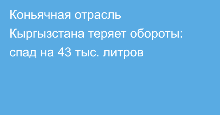 Коньячная отрасль Кыргызстана теряет обороты: спад на 43 тыс. литров