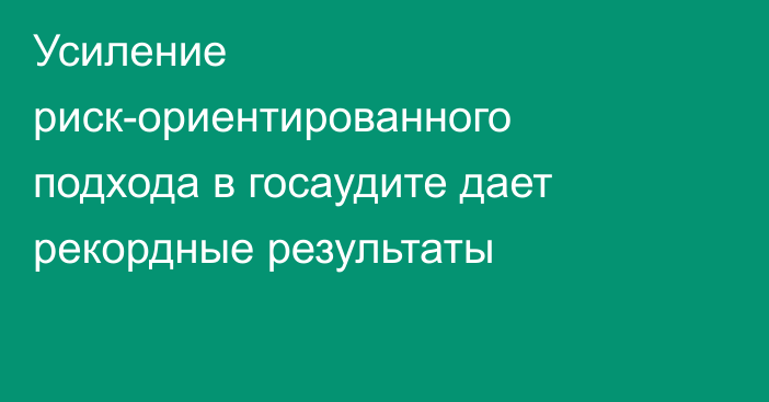 Усиление риск-ориентированного подхода в госаудите дает рекордные результаты