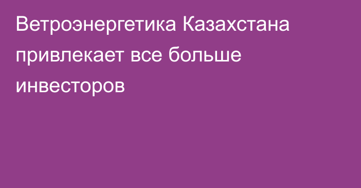 Ветроэнергетика Казахстана привлекает все больше инвесторов