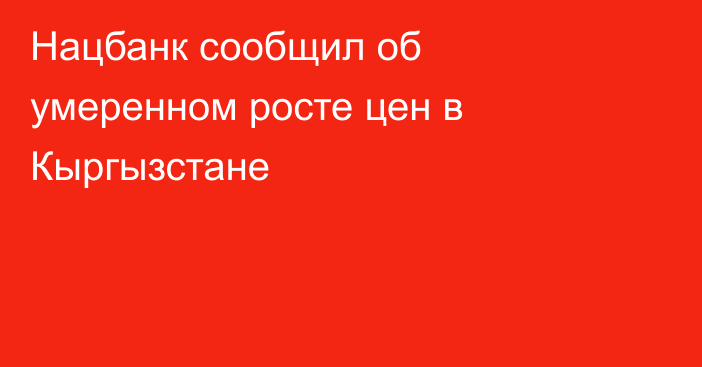 Нацбанк сообщил об умеренном росте цен в Кыргызстане