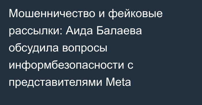 Мошенничество и фейковые рассылки: Аида Балаева обсудила вопросы информбезопасности с представителями Meta