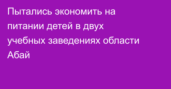Пытались экономить на питании детей в двух учебных заведениях области Абай