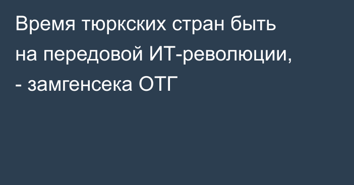 Время тюркских стран быть на передовой ИТ-революции, - замгенсека ОТГ