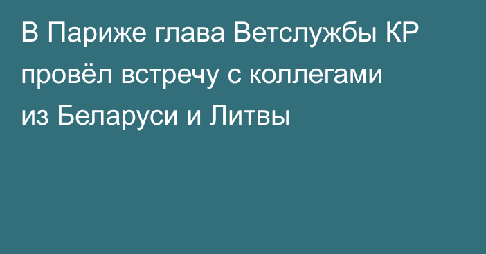 В Париже глава Ветслужбы КР провёл встречу с коллегами из Беларуси и Литвы